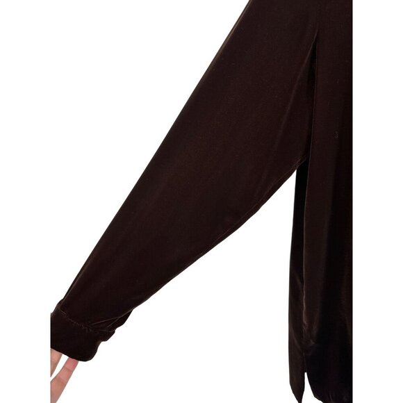 Lands' End Long Sleeve Button Front Velvet Blouse Size 16 - Picture 4 of 7